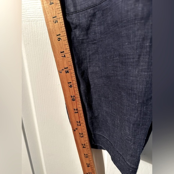 TOMMY BAHAMA 14 Coastal Indigo Blue 100% Linen Cropped Cargo Pants Zipper Pocket - Picture 10 of 13